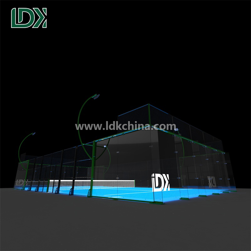Factory Price Panorama Padel Courts with LED Lighting Systems and 12mm Tempered Glass for Professional Clubs