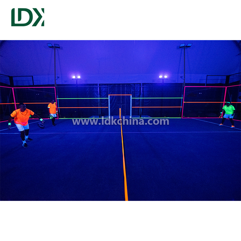 Turnkey Glow Padel Court Solution with Customized Neon Lighting and Steel Structure for Commercial Night Padel