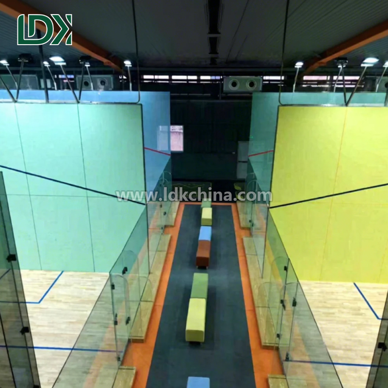 Professional Squash Court Construction with Standard Safety Tempered Glass Walls and Shock Absorbent Wood Flooring
