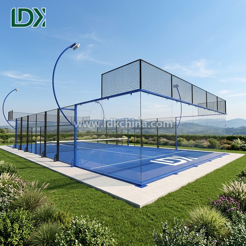 Full Set Padel Tennis Court Solution Including Artificial Turf Tempered Glass LED Lights High Strength Steel Structure