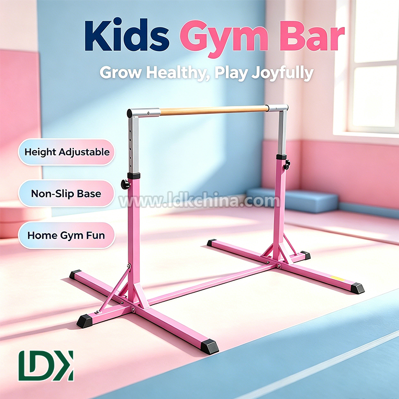 Height Adjustable Gymnastics Horizontal Bar for Kids Training Bar with Stable Base for Home Gymnastic Practice