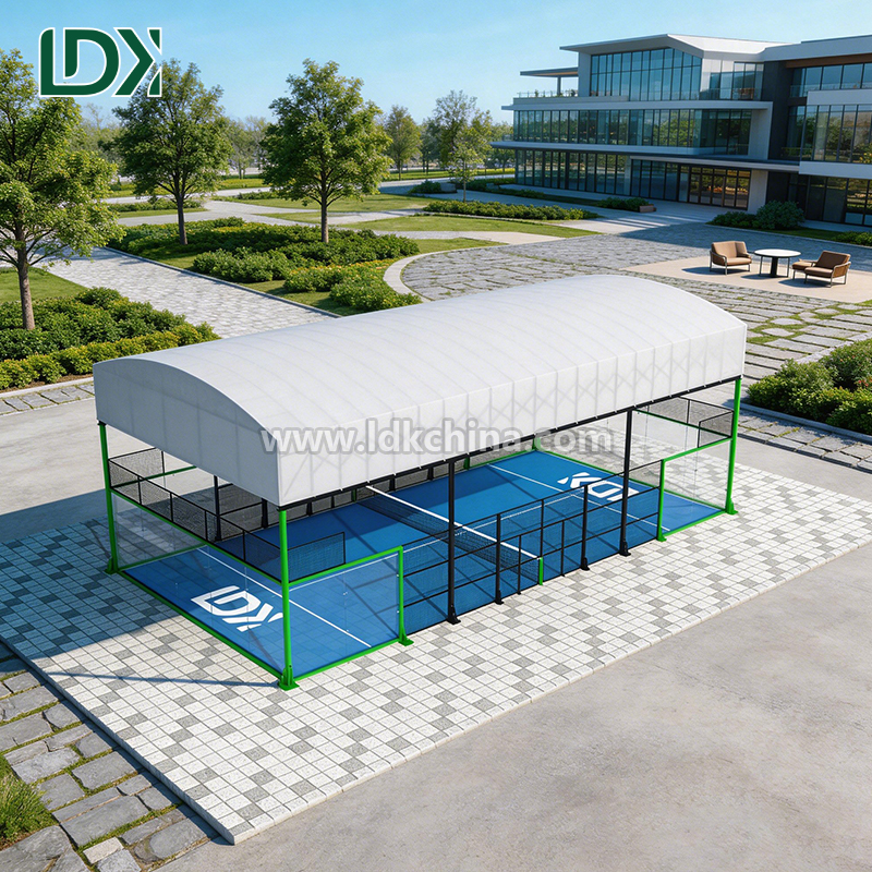 Premium Outdoor Community Padel Tennis Court Panoramic Roof Canopy and Glass Walls for Public Park Sports Facility