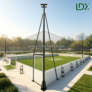 Small Size Cage Football Field With Mini Goals Safety Netting Artificial Turf Access Door and Steel Frame Poles