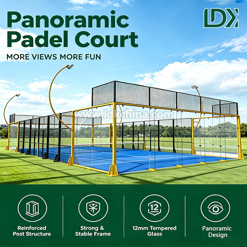 Panoramic Padel Court with 12mm Tempered Glass | Commercial Padel Court Manufacturer