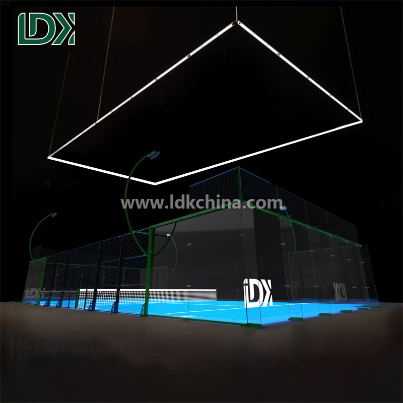 Factory Price Panorama Padel Courts with LED Lighting Systems and 12mm Tempered Glass for Professional Clubs