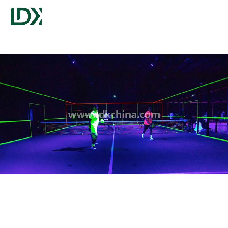Turnkey Glow Padel Court Solution with Customized Neon Lighting and Steel Structure for Commercial Night Padel
