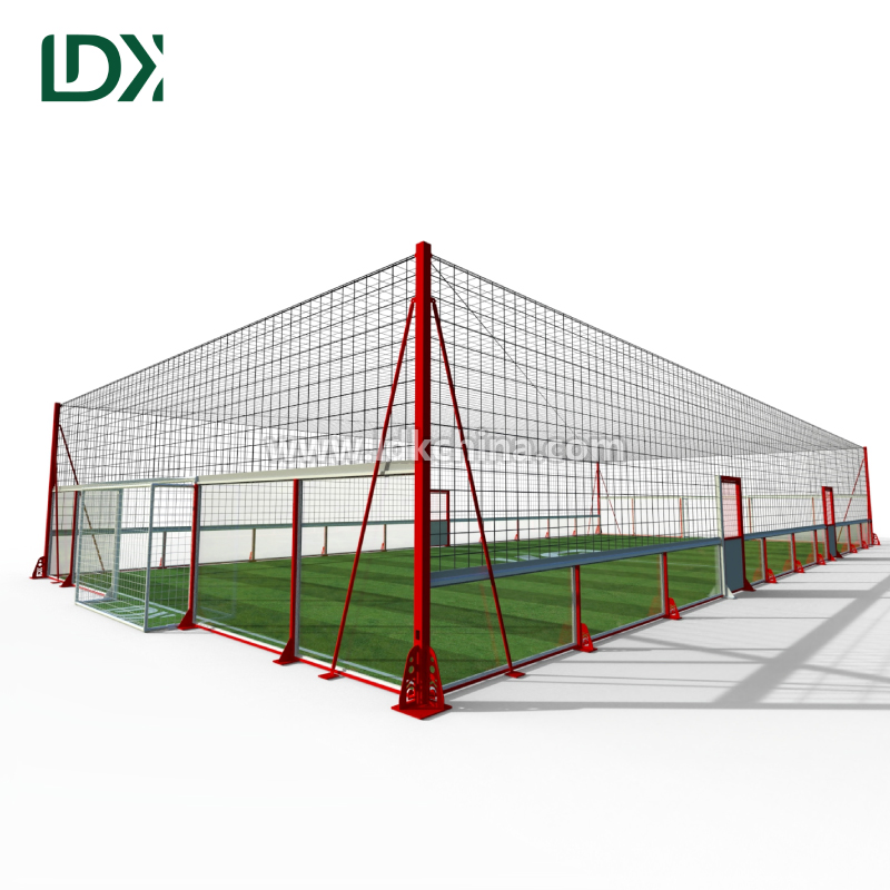 Glass Football Cage with Customizable Artificial Turf and LED Lighting Systems for Multi-Function Sports Arena