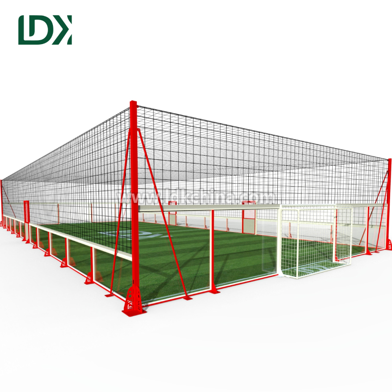 Glass Football Cage with Customizable Artificial Turf and LED Lighting Systems for Multi-Function Sports Arena