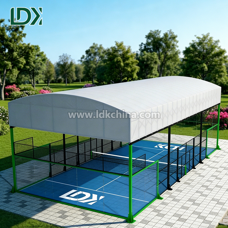 Premium Outdoor Community Padel Tennis Court Panoramic Roof Canopy and Glass Walls for Public Park Sports Facility