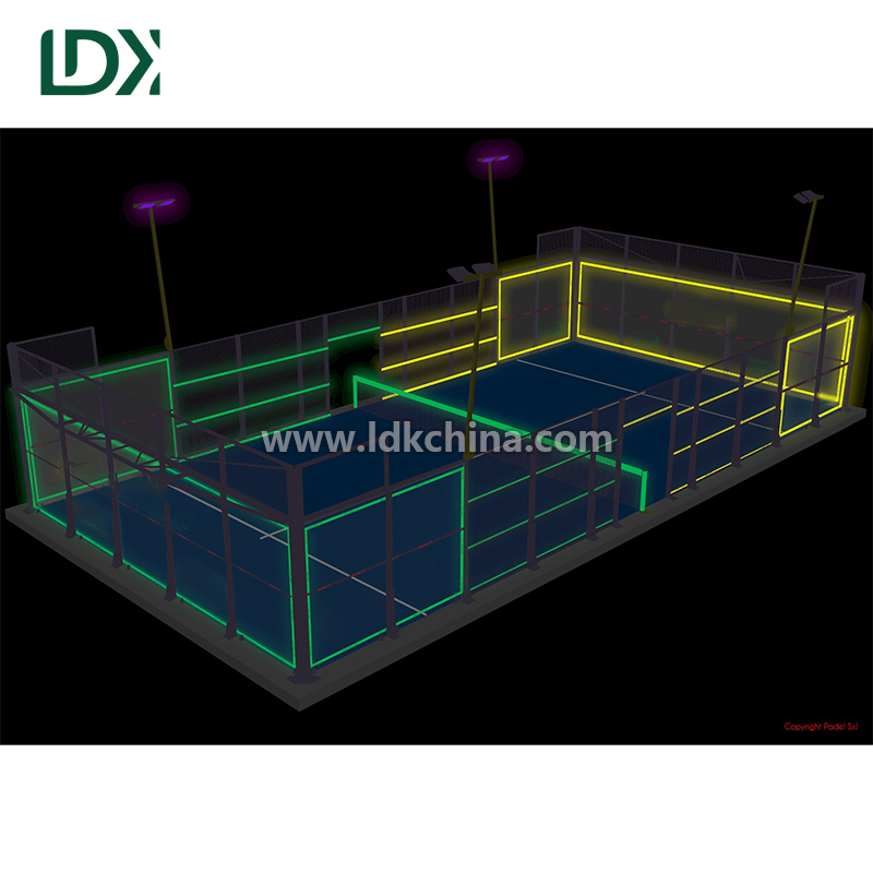 Panoramic Glow Padel Court Luminous Neon Padel Tennis Court Manufacturer for Indoor and Outdoor Sports Facilities