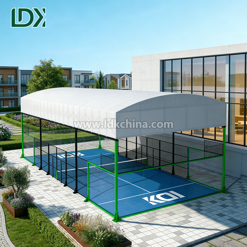 Premium Outdoor Community Padel Tennis Court Panoramic Roof Canopy and Glass Walls for Public Park Sports Facility