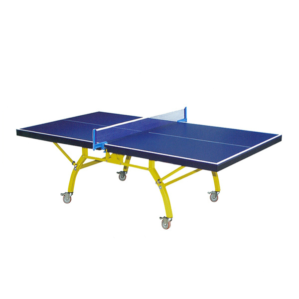 Indoor Blue Collapsible Ping Pong Table Folding Table Tennis Table With Pulley