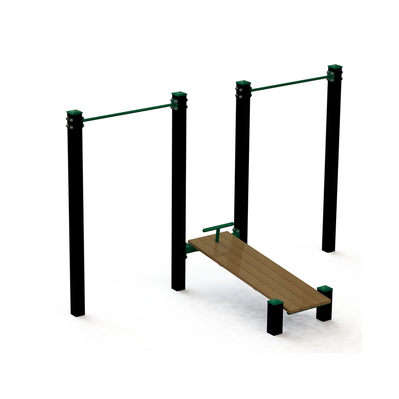 Green Gym Outdoor Fitness Equipment Pull Up Bar Workout Rig With Outdoor Abdominal Bench