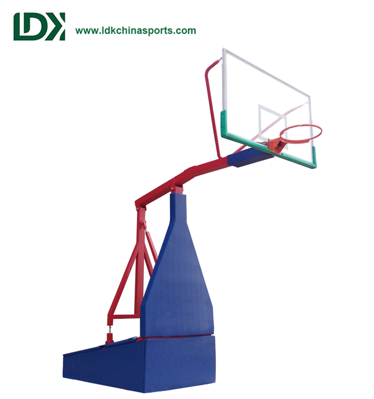Renewable Design for Basketball Stand With Blue Glass Board - Height Adjustable Basketball Hoop Portable Hydraulic Basketball Stand – LDK