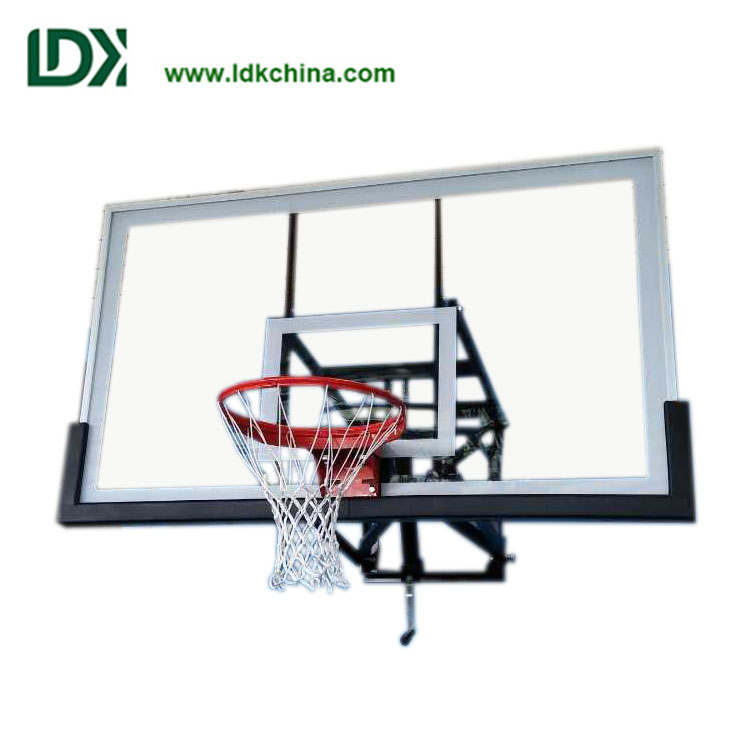 Adjustable wall mount suspended basketball backboard hoop system