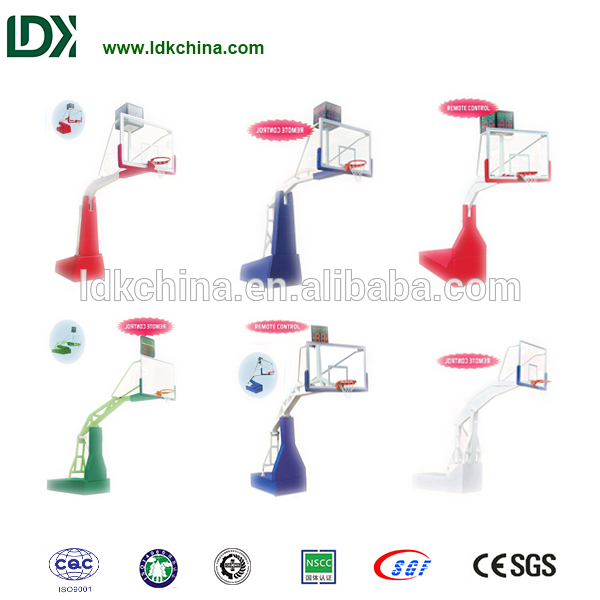 2015 indoor hot sale height adjustable electric hydraulic basketball stand