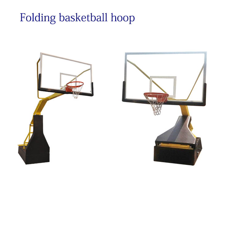 Steel remote control hydraulic portable folding basketball hoop stand