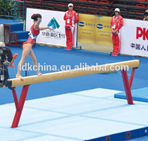 Wood beam gymnastics equipment for competition
