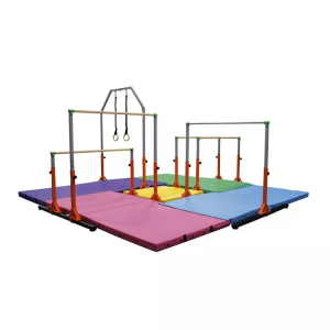 Kids gymnastics bars horizontal uneven parallel bars flying rings indoor adjustable 4-multi station multi gym equipment