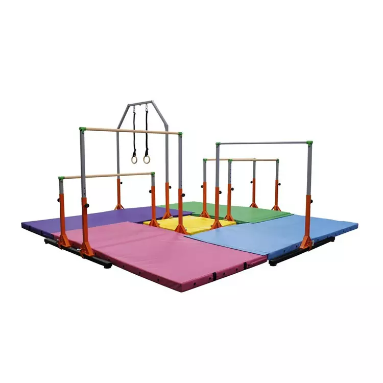 2017 New Style Parallel Bars For Match - Kids gymnastics bars horizontal uneven parallel bars flying rings indoor adjustable 4-multi station multi gym equipment – LDK