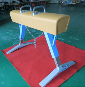 Competition pommel horse high grade steel stand PU gymnastic trainer vaulting pommels horse with handle