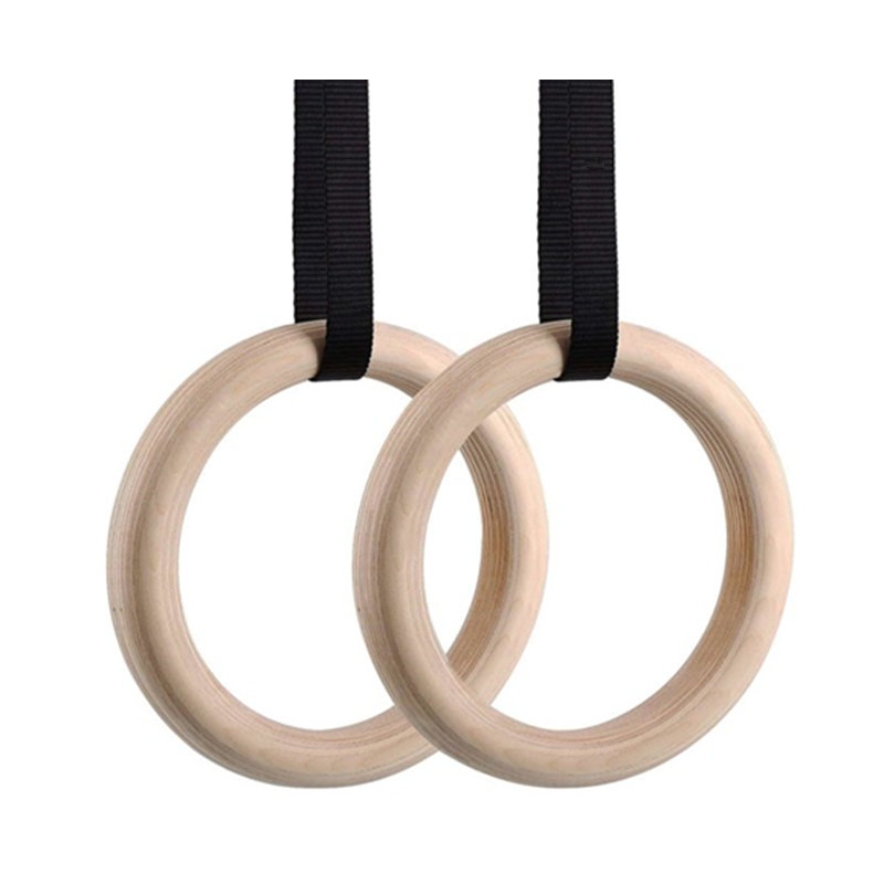 Customize Roman Rings Wooden Gymnastics Ring With Adjustable Straps For Sale
