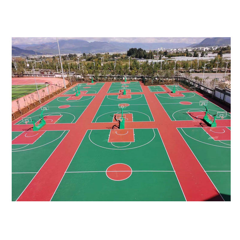 Customized Silicon PU Sports Court Outside Elasticity Basketball/Volleyball/Badminton/Tennis Courts Floor