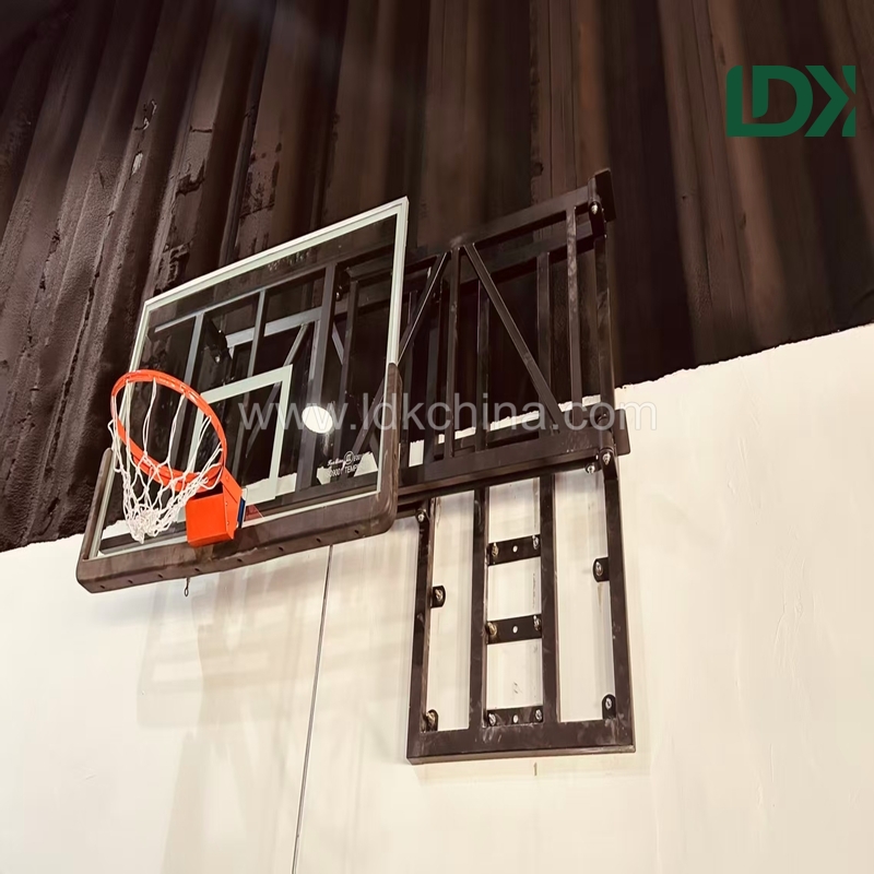 High Quality Heavy Duty Adjustable Wall Mounted Basketball Hoop with Tempered Glass Backboard Outdoor Training