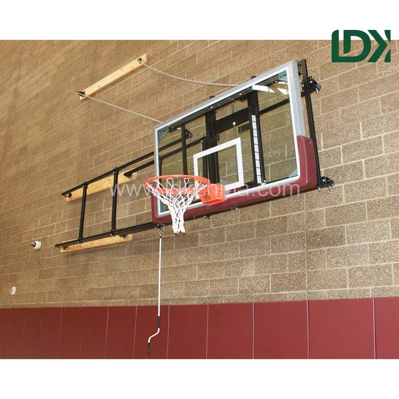 High Quality Heavy Duty Adjustable Wall Mounted Basketball Hoop with Tempered Glass Backboard Outdoor Training