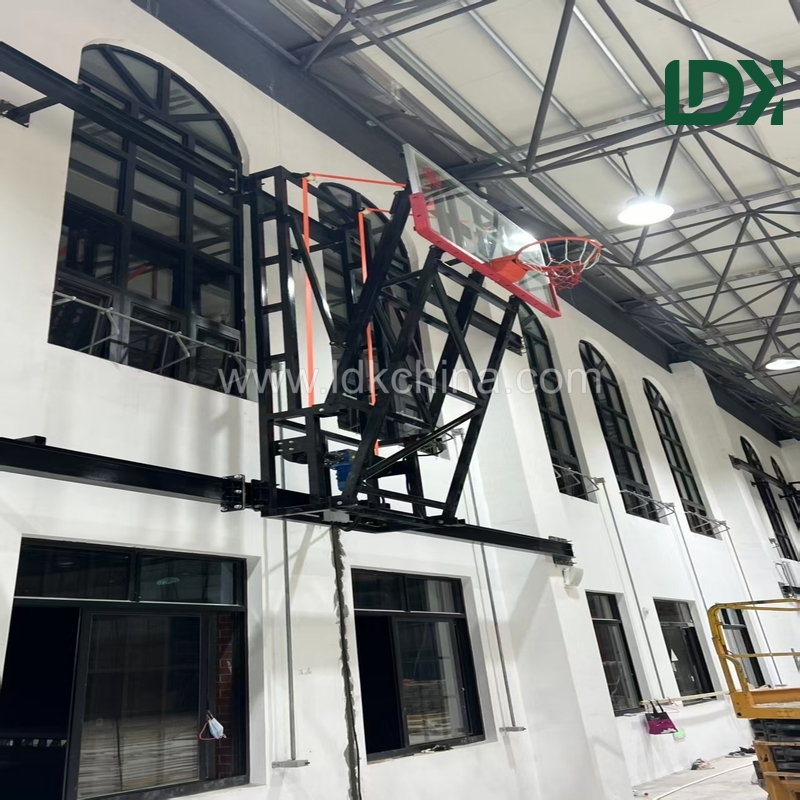 High Quality Heavy Duty Adjustable Wall Mounted Basketball Hoop with Tempered Glass Backboard Outdoor Training