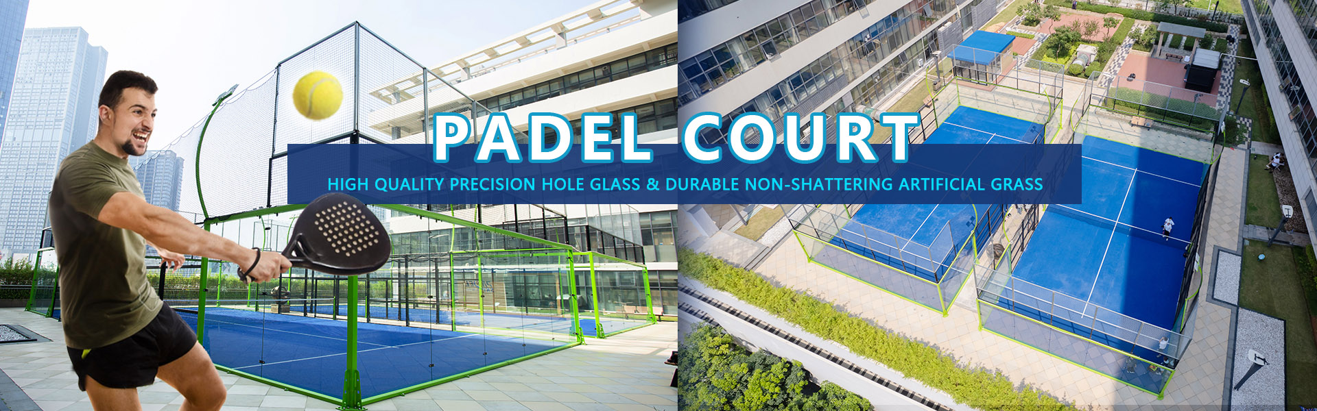 Good Price Panoramic Padel Tennis Courts with roof artificial grass Tennis Court for Sale